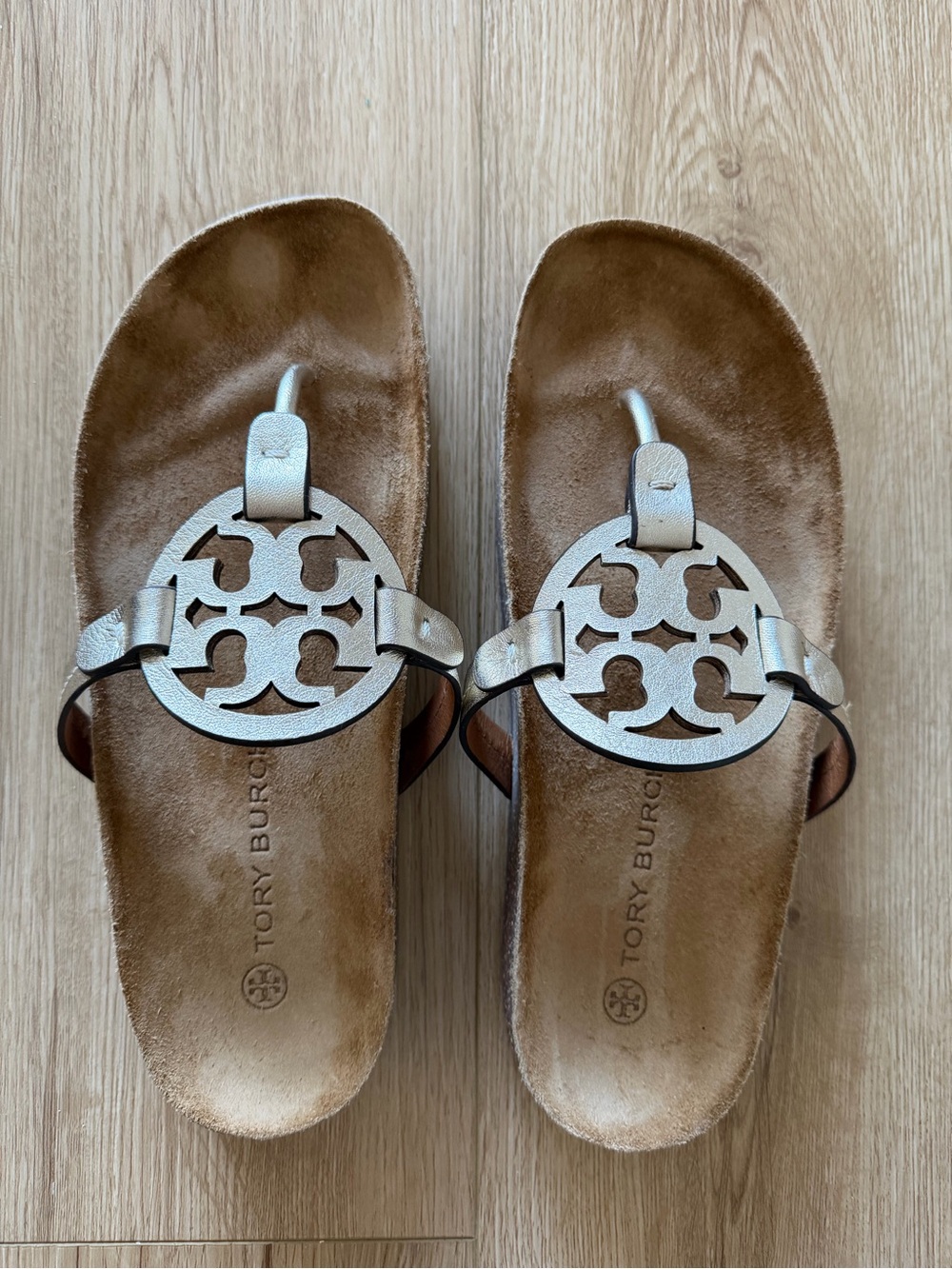 Tory Burch Miller Cloud sandals suede gold - Picture 2 of 6